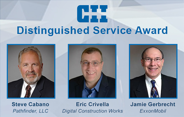 three recent recipients of the CII Distinguished Service Award